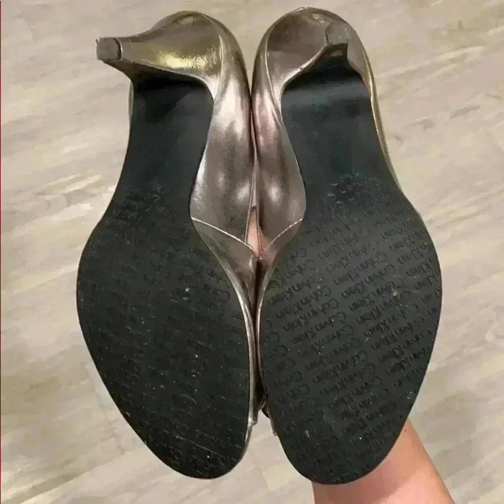 Calvin Klein Maeve Crinkle Metallic Heels - Picture 4 of 5